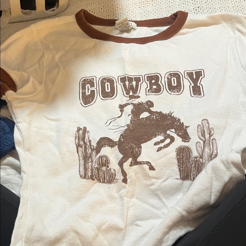 Rue21 Cowboy Graphic Kids T-Shirt - Brown & White